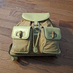 GUCCI Vintage Bamboo Nubuck Backpack - Daypack